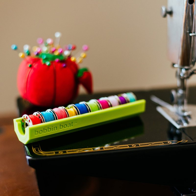 Dritz Bobbin Boat Trio - Bobbin Storage Holders for Sewing - Each Holds 10 Class 15 or Class 66 Bobbins, Curved “Grip” Interior - 3-Pack