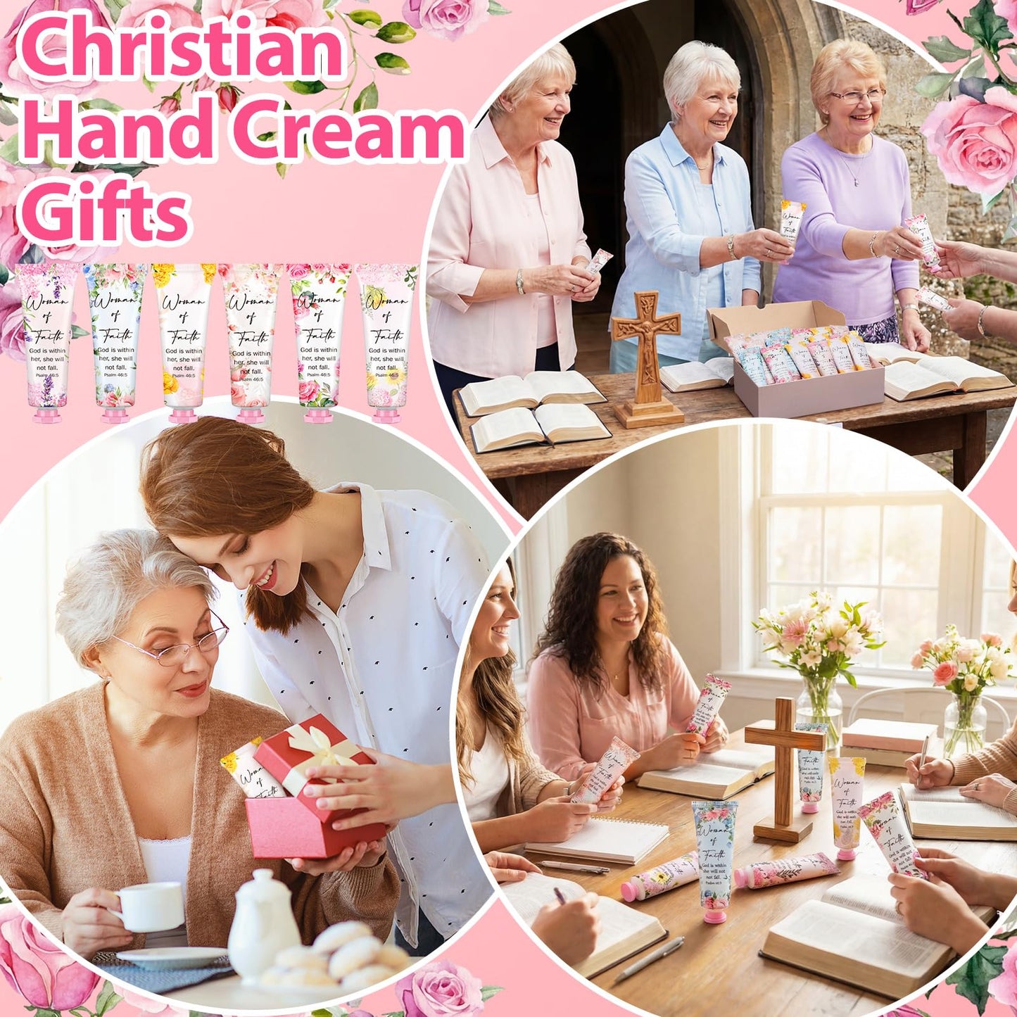 Loopeer 12 Pcs Christian Gifts for Women Bulk Women of Faith Hand Creams Bible Verse Religious Church Gifts Portable Hand Lotion for Vbs Ladies Group Prayer Welcome Bag Stuffer Party Favors