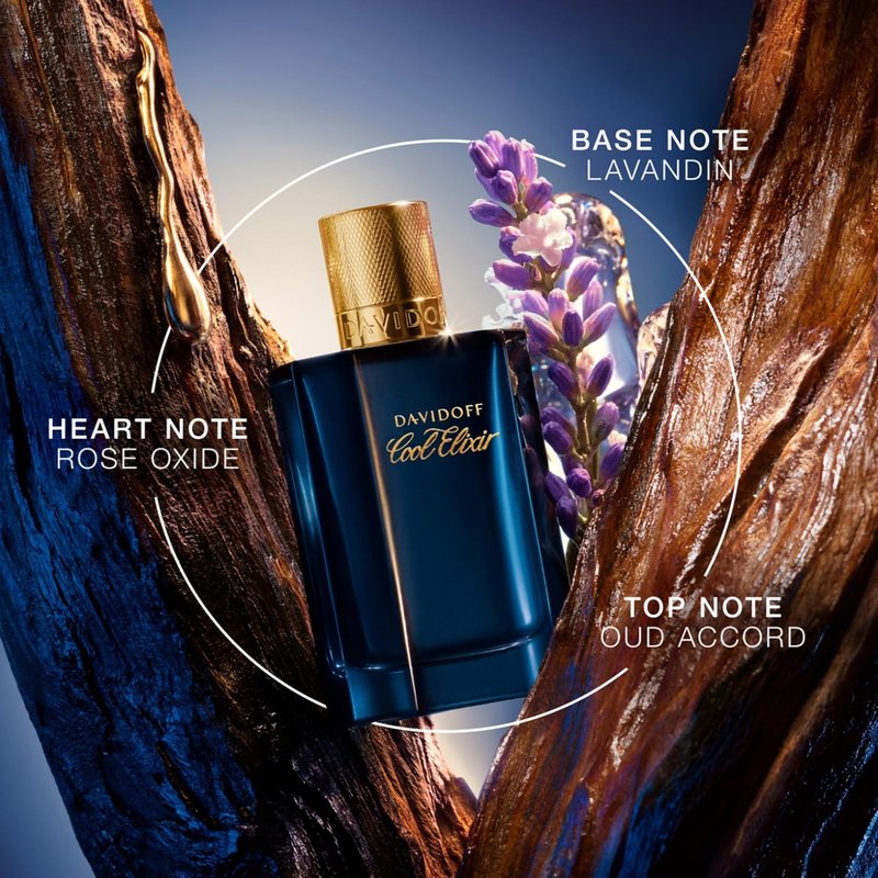Davidoff Cool Elixir – Woody Men's Cologne – With Notes of Rose Oxide, Lavandin & Oud Accord – Long Lasting Fragrance