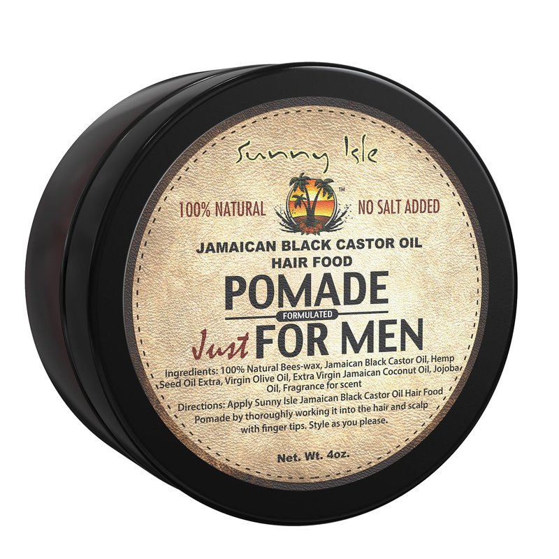 Sunny Isle Jamaican Black Castor Oil Hair Food Pomade For Men - Beard Balm, Moisturizes, Controls Frizz, Anti-Dandruff - 4 oz