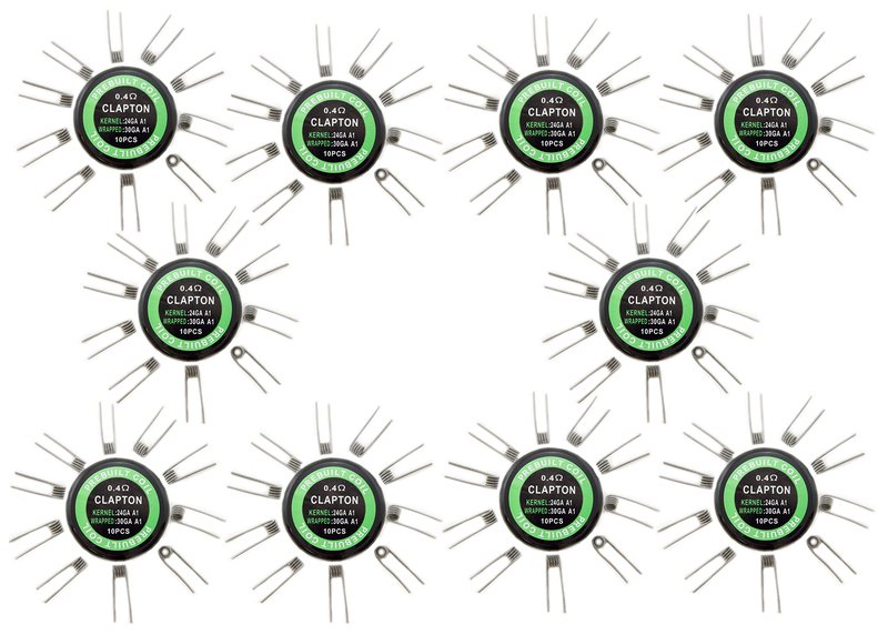 EX ELECTRONIX EXPRESS 100 Pack Pre-Built Clapton Coil Wires for D.I.Y. Projects (Packaged in 10 Plastic Jars with Lids, 10 Coils Per Jar)