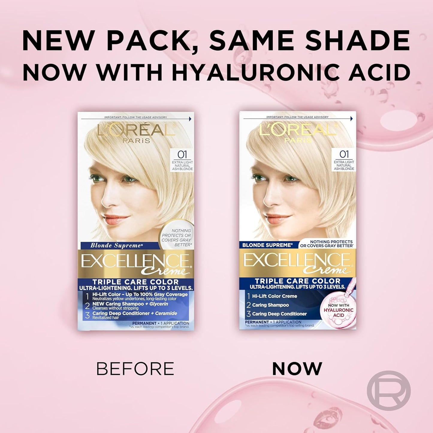 L'Oreal Paris Hair Dye - Excellence Crème for 100% Gray Coverage | Extra Light Natural Ash Blonde, 1 Kit