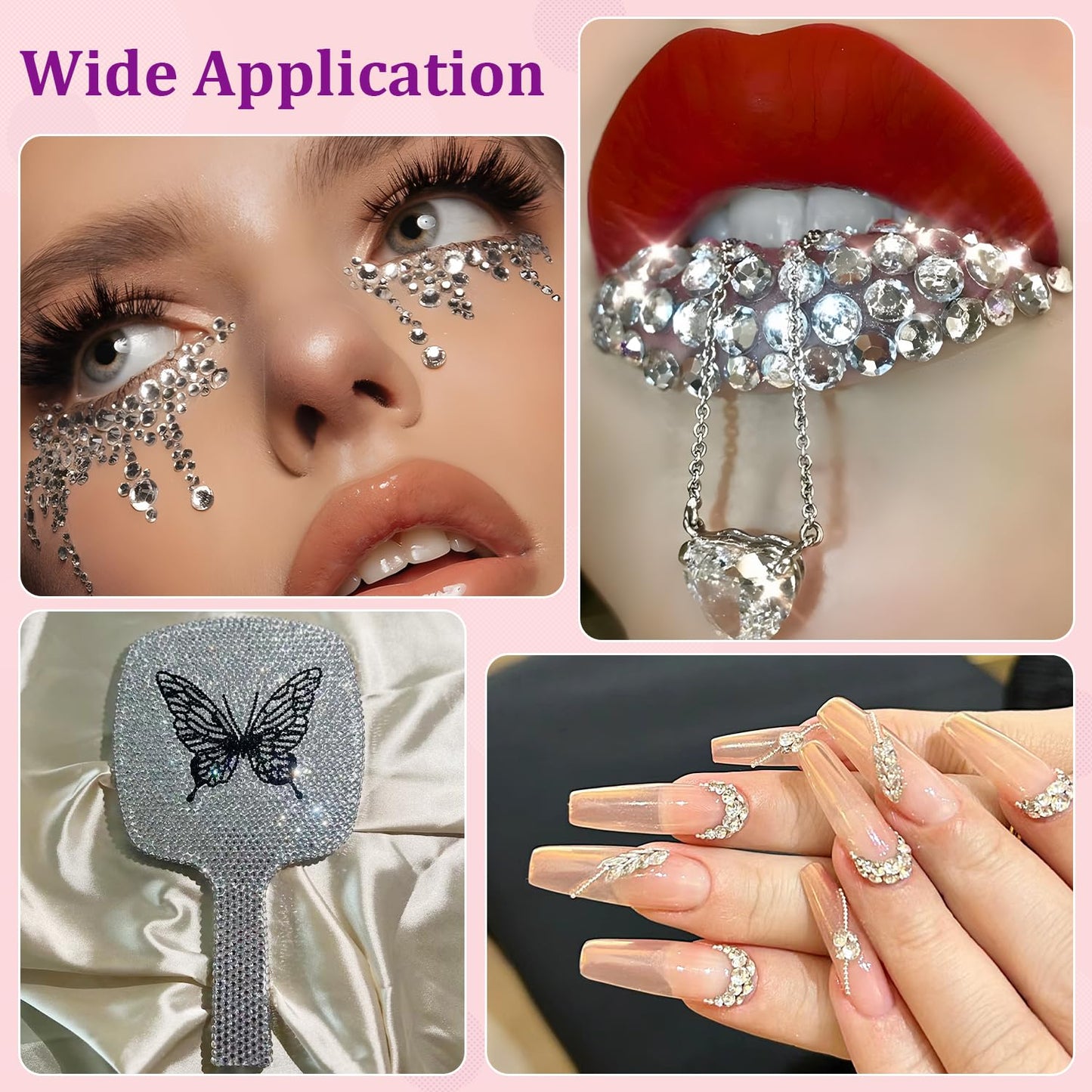 Resin Rhinestones - 32000 Pcs Flatback Gems for Bedazzling | Silver Clear Crystal Kit with 3 Pcs B7000 Glue for Nail Art & Crafts