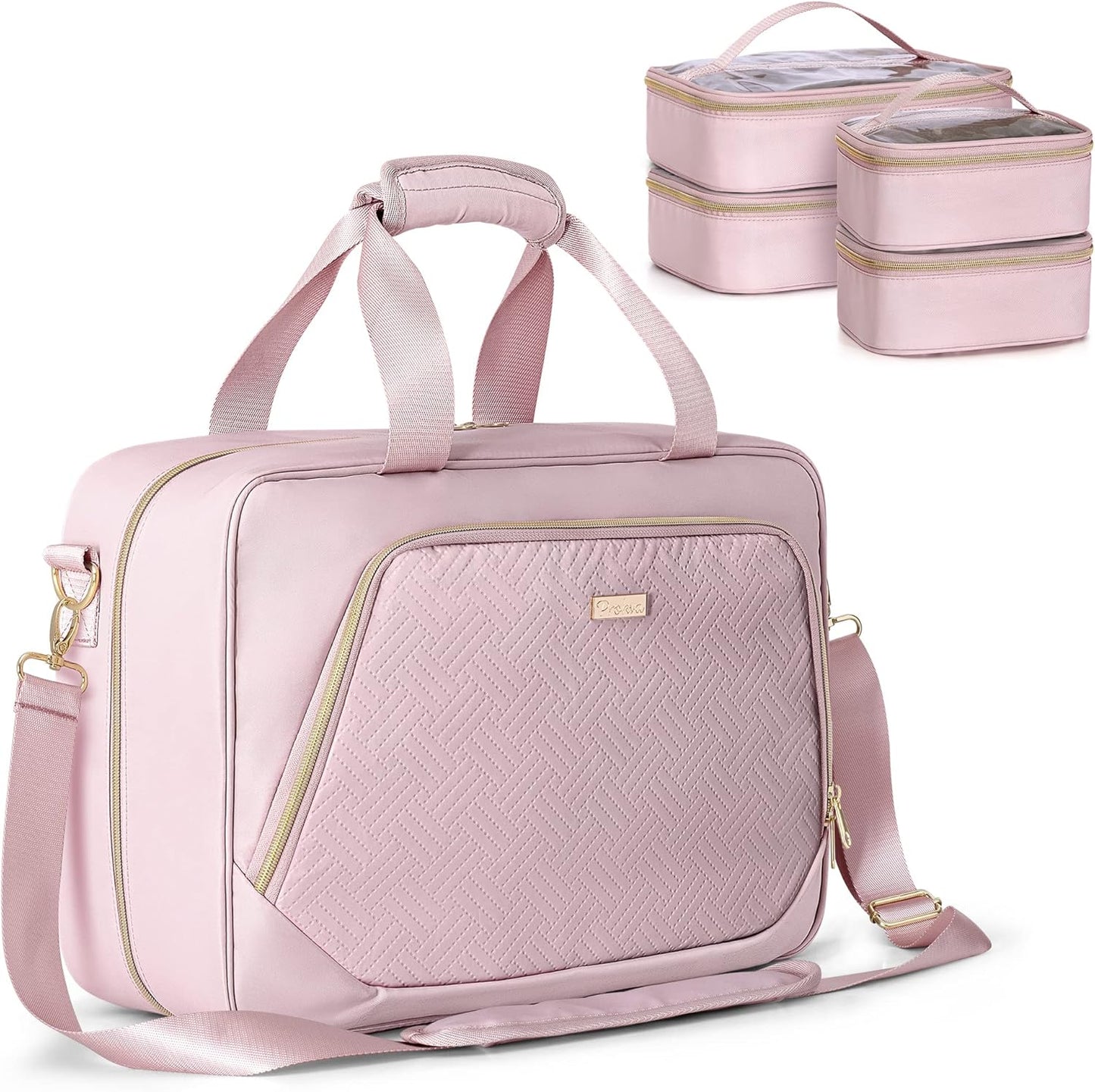 Professional Makeup Artist Travel Case - Large Organizer with 4 Detachable Bags | Pink Makeup Storage Solution