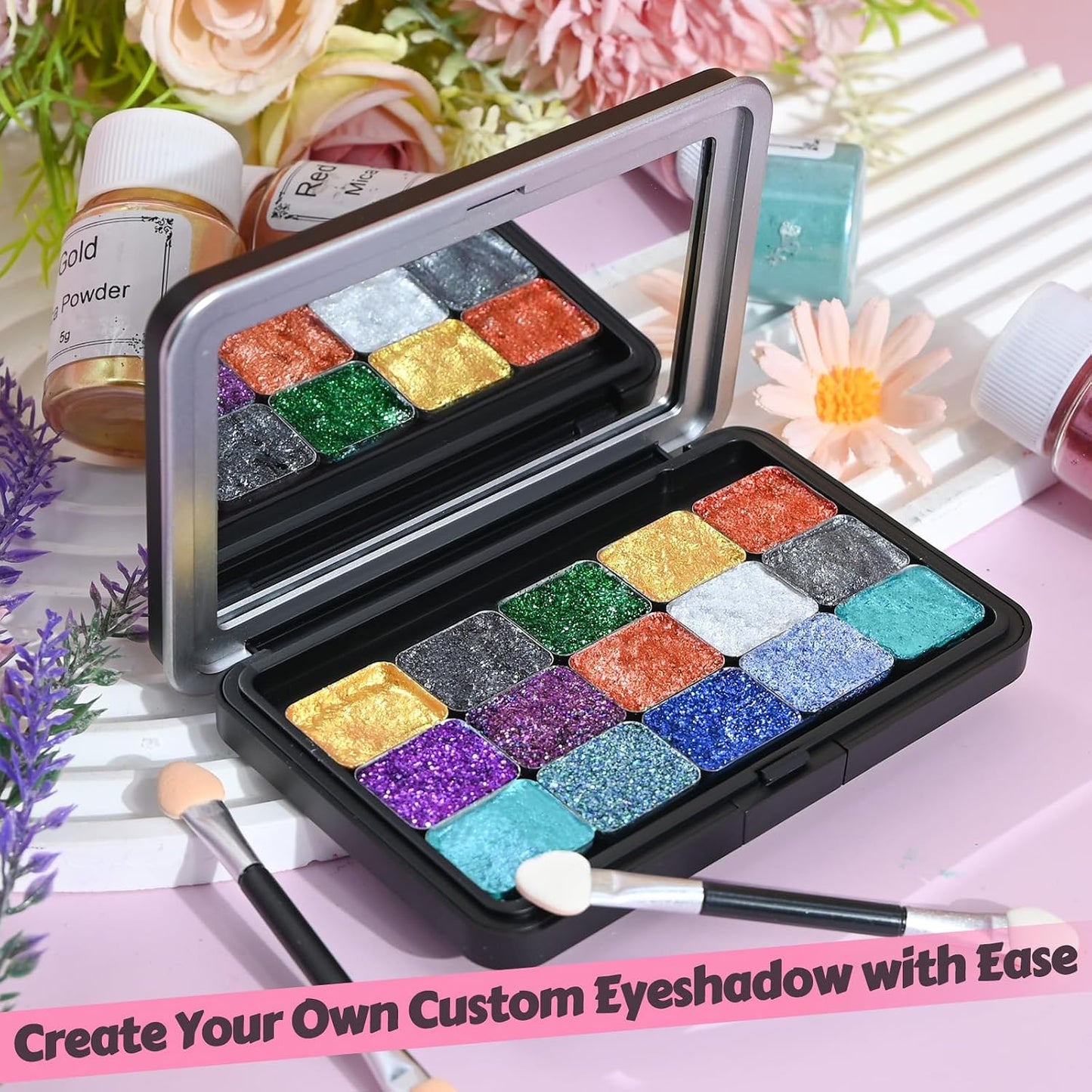 Eyeshadow Making Kit - 18 Color Professional Palette for Custom Shimmer & Matte Eye Shadows | Perfect Gift for Women
