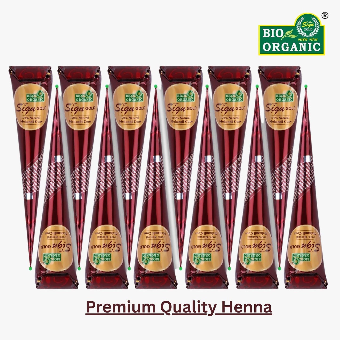 Sign GOLD 12 Pack 100% Natural Ready to Use Henna Paste Hair Color Hair Dye Cones Reddish Brown Color