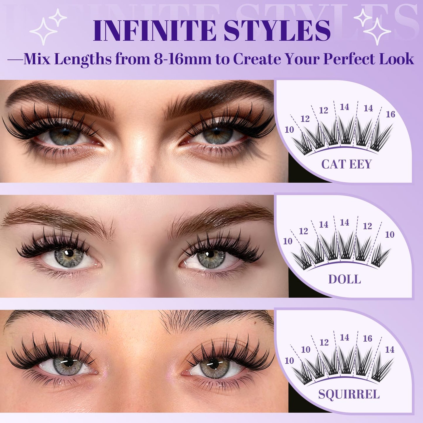 B&Q Manga Lash Clusters with Bottom Lashes 120PCS DIY Cluster Eyelash Extensions Wispy Cat Eye Lash Clusters with Spikes Soft Fairy Lash Cluster for Anime Eye Look（Mangaze 02）