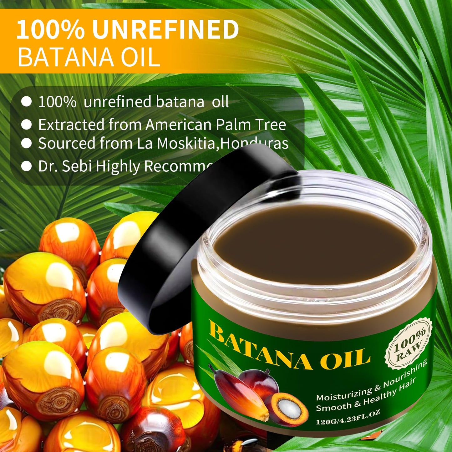 YAFUSIPE Batana Oil Paste For Hair Growth Treatment, Dr. Sebi Cold Pressed Raw Unrefined 100% Natural Pure Batana Oils Hair Mask Prevent Hair Loss, Enhances Thickness for Women Men 4.23 Floz