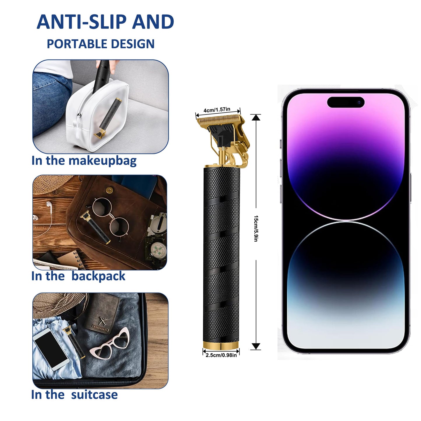 Keposon Cordless Hair Clipper, Beard Trimmer for Men, Rechargeable T-Blade Grooming Kit with Makeup Pouch for Home & Travel Gifts for Men