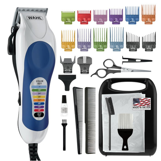 Wahl Clipper USA Color Pro Complete Haircutting Kit with Easy Color Coded Guide Combs - Corded Clipper for Hair Clipping & Grooming Men,Women,& Children - Model 79300-1001M,(Pack of 8)