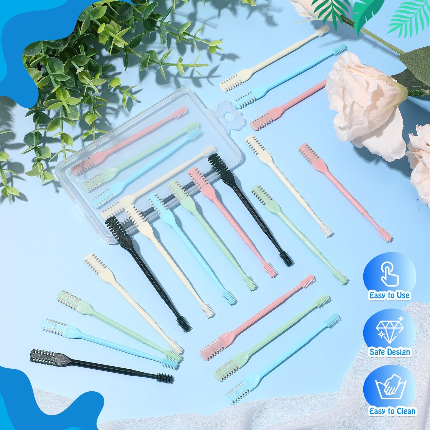 Lanties 48 Pcs 2-in-1 Nasal Hair Cutter Double Sided Nose Hair Trimmer Bulk for Women Men Portable 360° Rotating Manual Nose Nasal Knife Soft Cleaning Brush Box Package Multicolor