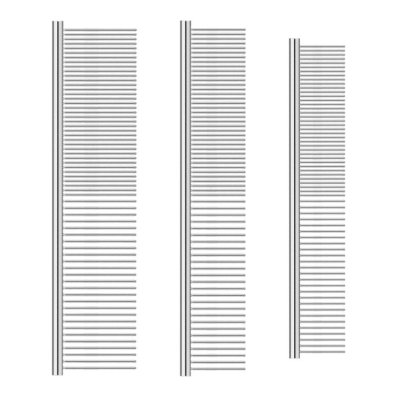 Jigfew 3 Pack Metal Comb For Dogs,Cat Grooming Comb,Dog Combs,Doodle Comb,Shedding Comb,For Professional Grooming Tool For Long And Short Haired Dog,Cat And Other Pets. (Large Medium Small), Metallic