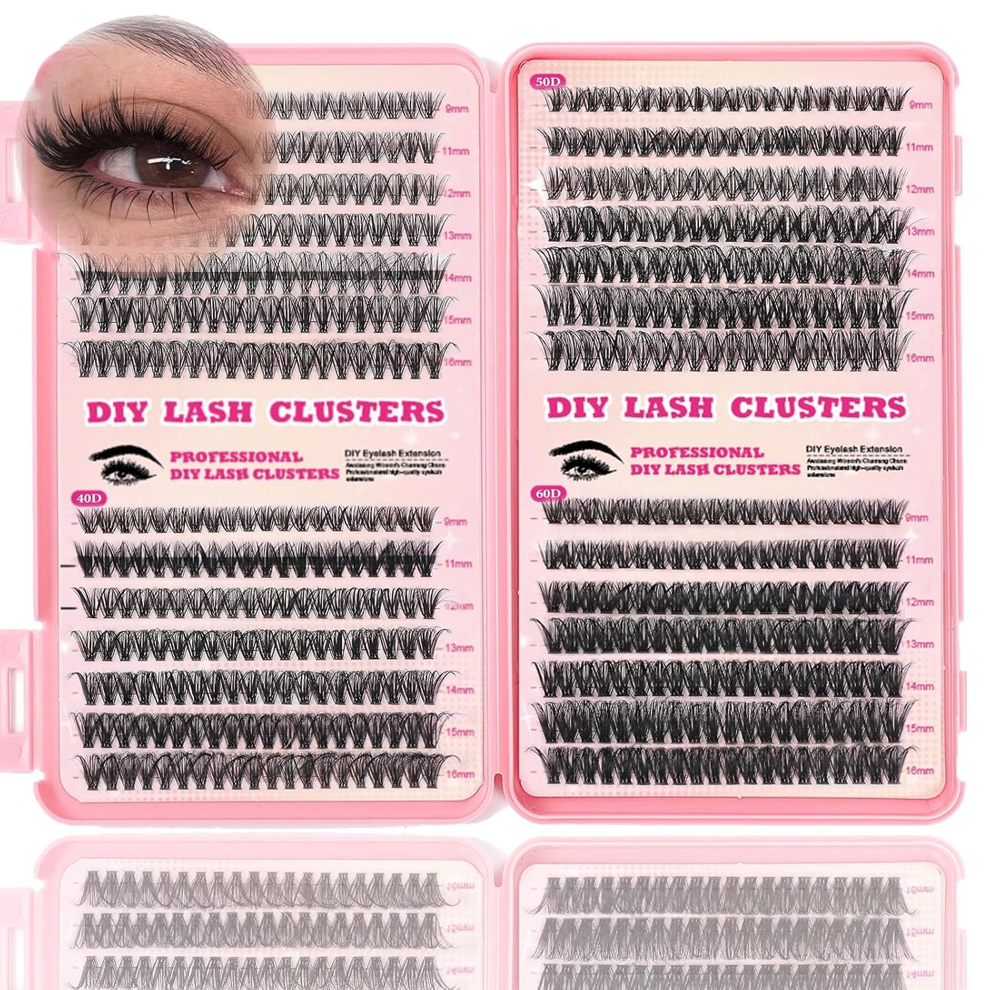 Eyelash Clusters Kit - 560 Pcs Fluffy D Curl Individual Lash Extensions | 9-16mm Length