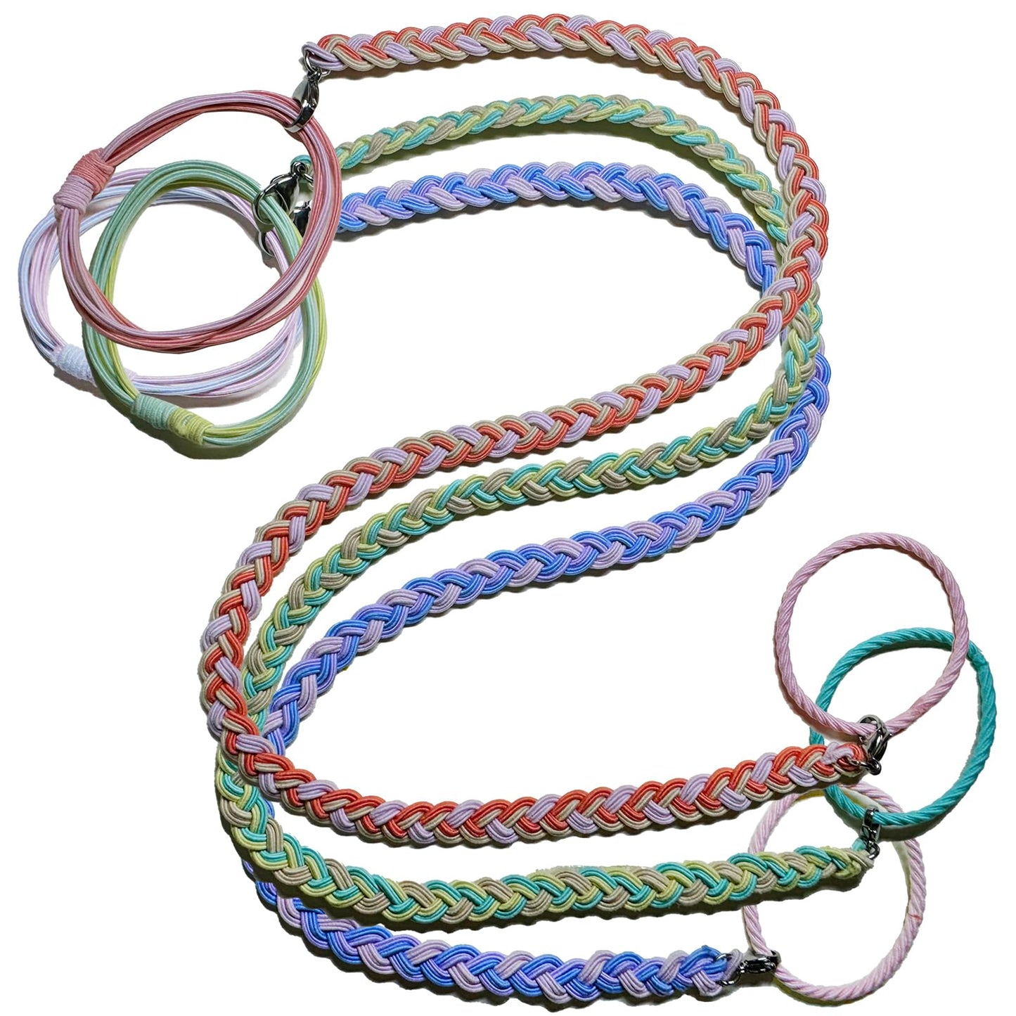 Long Spiral Hair Ties No Damage for Fine Thin Hair, 18" Soft Ponytail Holders Braided Pony Tails Wrap Hair Tie for Women Girls Stretchy Hair Bands for Wind Sports Motorcycle Skiing - 3 Packs