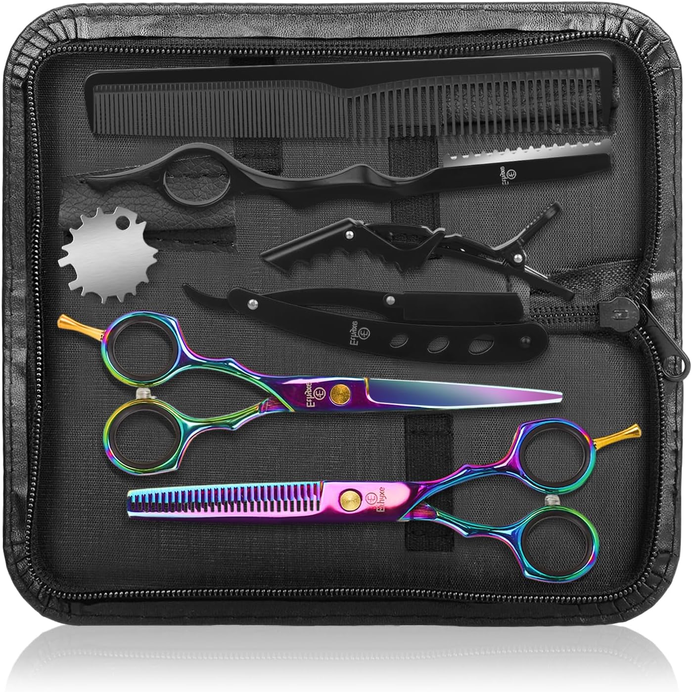 Professional Black Hairdressing Scissors - 6.5" Japanese Stainless Steel Thinning & Trimming Shears | Salon-Grade Barber Tools