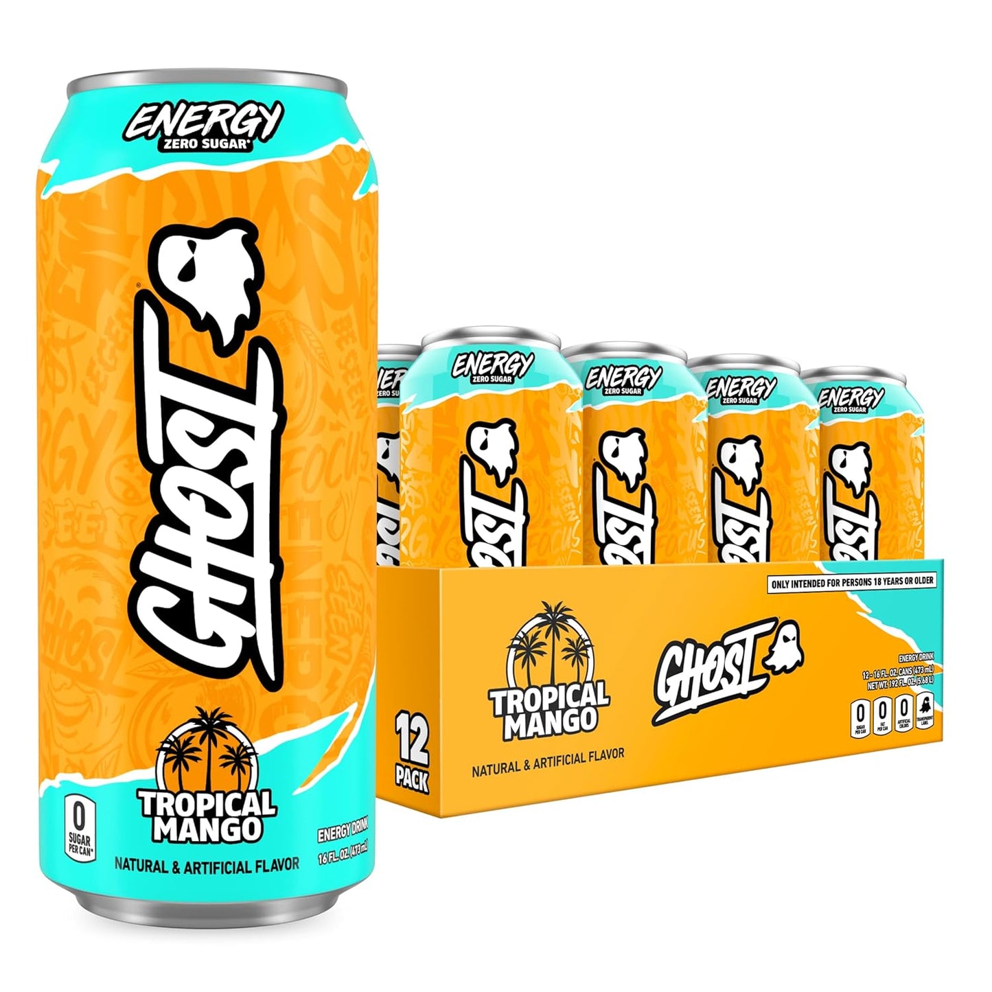 GHOST Energy Drink - 12-Pack Welch's Grape 16oz Cans | Natural Caffeine, Vegan & Gluten-Free Energy Boost