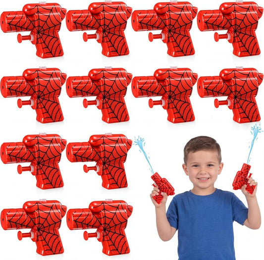 Mini Spider Web Water Guns - 12 Pack Plastic Blasters for Kids | Summer Pool Party Toys