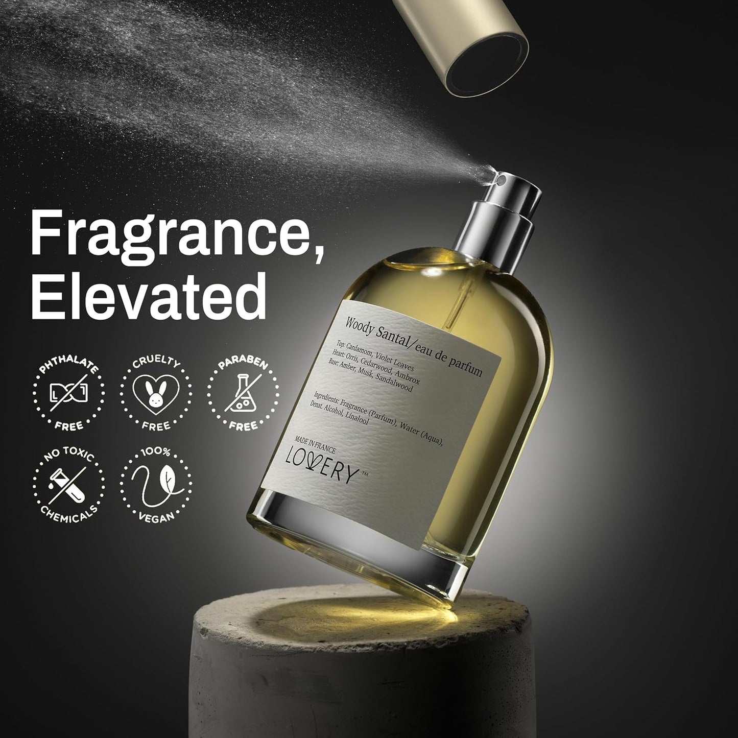 Woody Santal Sandalwood Perfume - Unisex Eau De Parfum with Travel Spray | 100ml + 2ml Clean Ingredients
