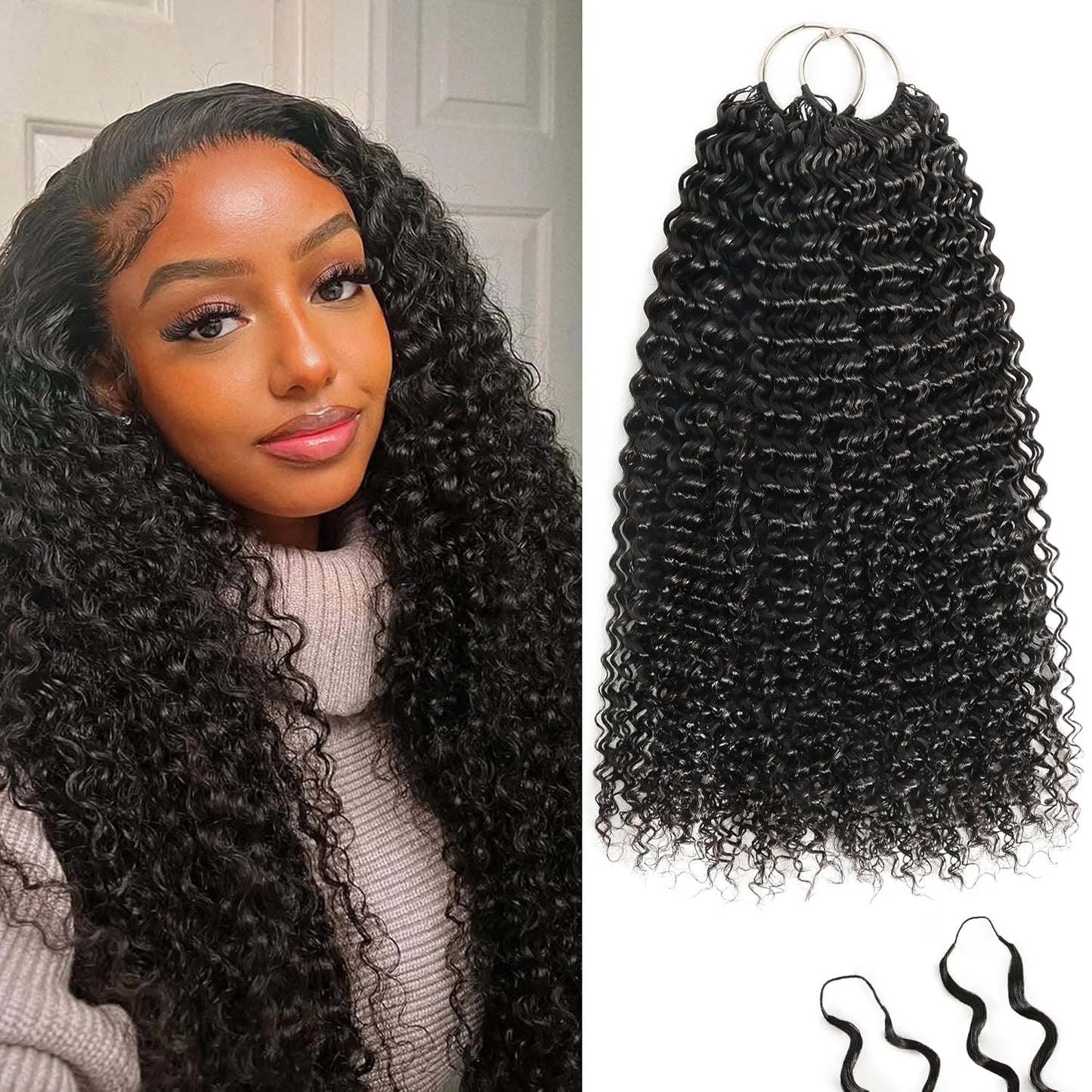 Feather Crochet Hair Extensions - 12 Inch 120g Invisible Miracle Knots for Black Women | Jerry Curly Pre-Separated Natural Black