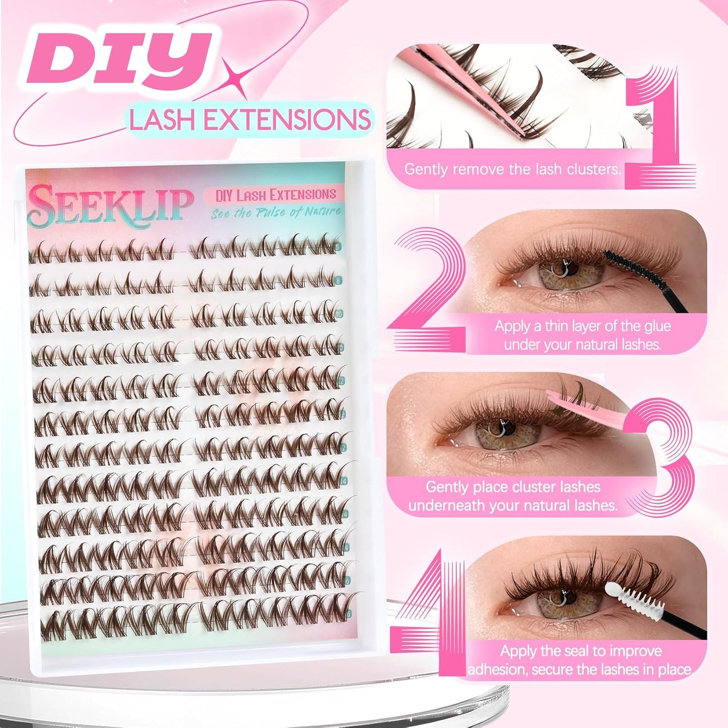 Bunny Lash Clusters - Dark Brown Spiky Doll Individual Lashes | 120 Pcs D Curl 8-16MM for DIY Eyelash Extensions
