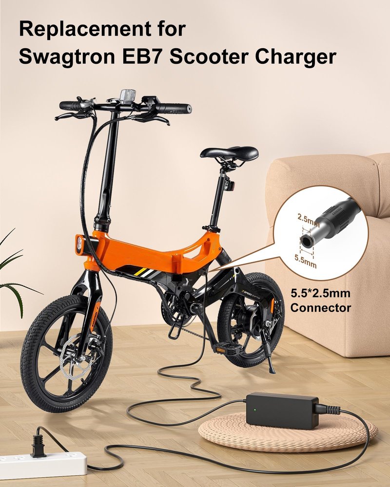 42V for Swagtron EB7 Charger for Swagtron Elite EB5 EB7 Plus EB5 Pro EB8 Ebike EB-12 EB-11 EB-10 EB-9 36V Electric E Bike Swagcycle SC-1 SC1 Swagger 2 3 Pro V1 SG-3 SG-6 SG3 SG6 Charger