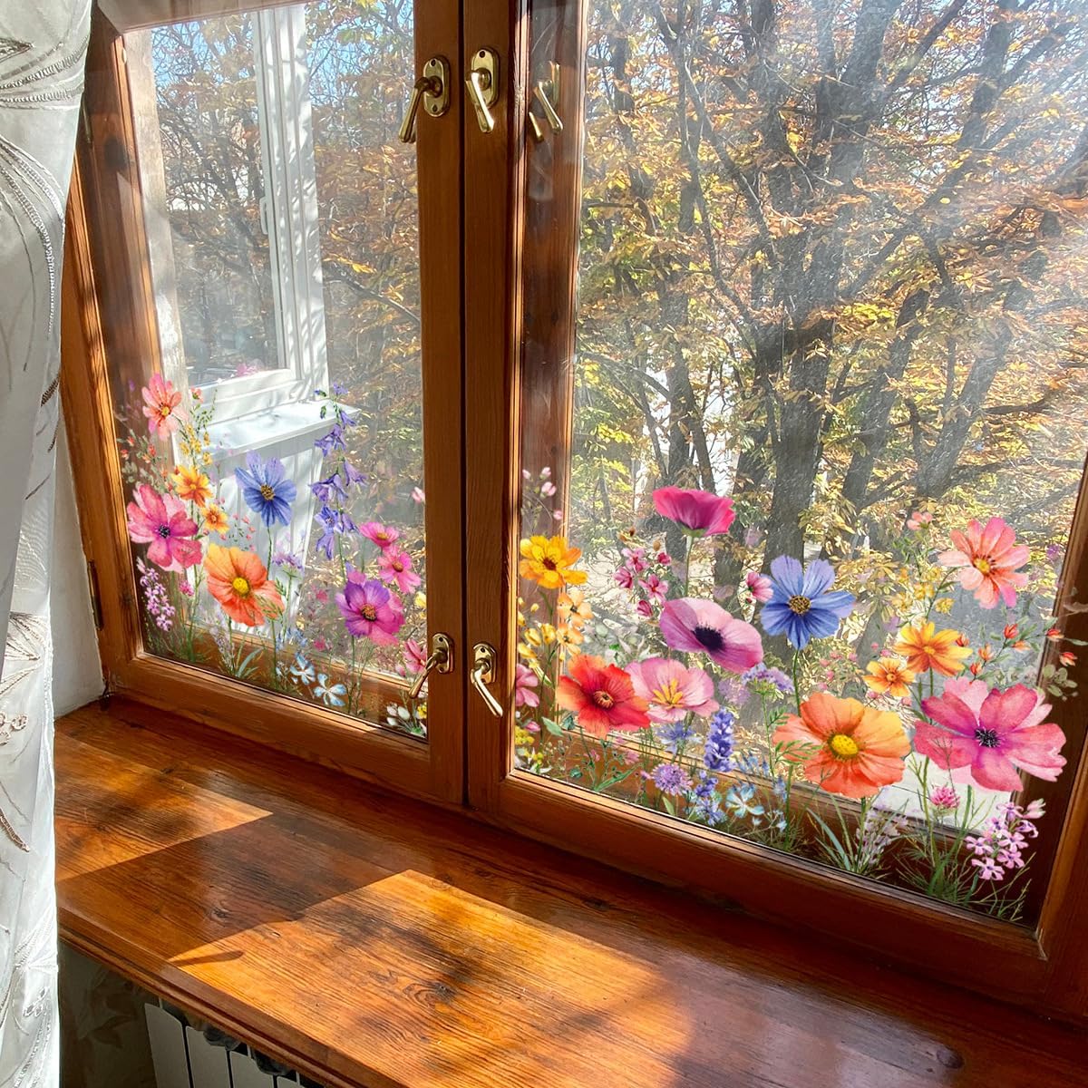 Wildflower Grass Window Wall Decals-Tearable Floral Window Stickers for Bedroom Living Room Office Decor Home Decoration(23.63 * 11.8")