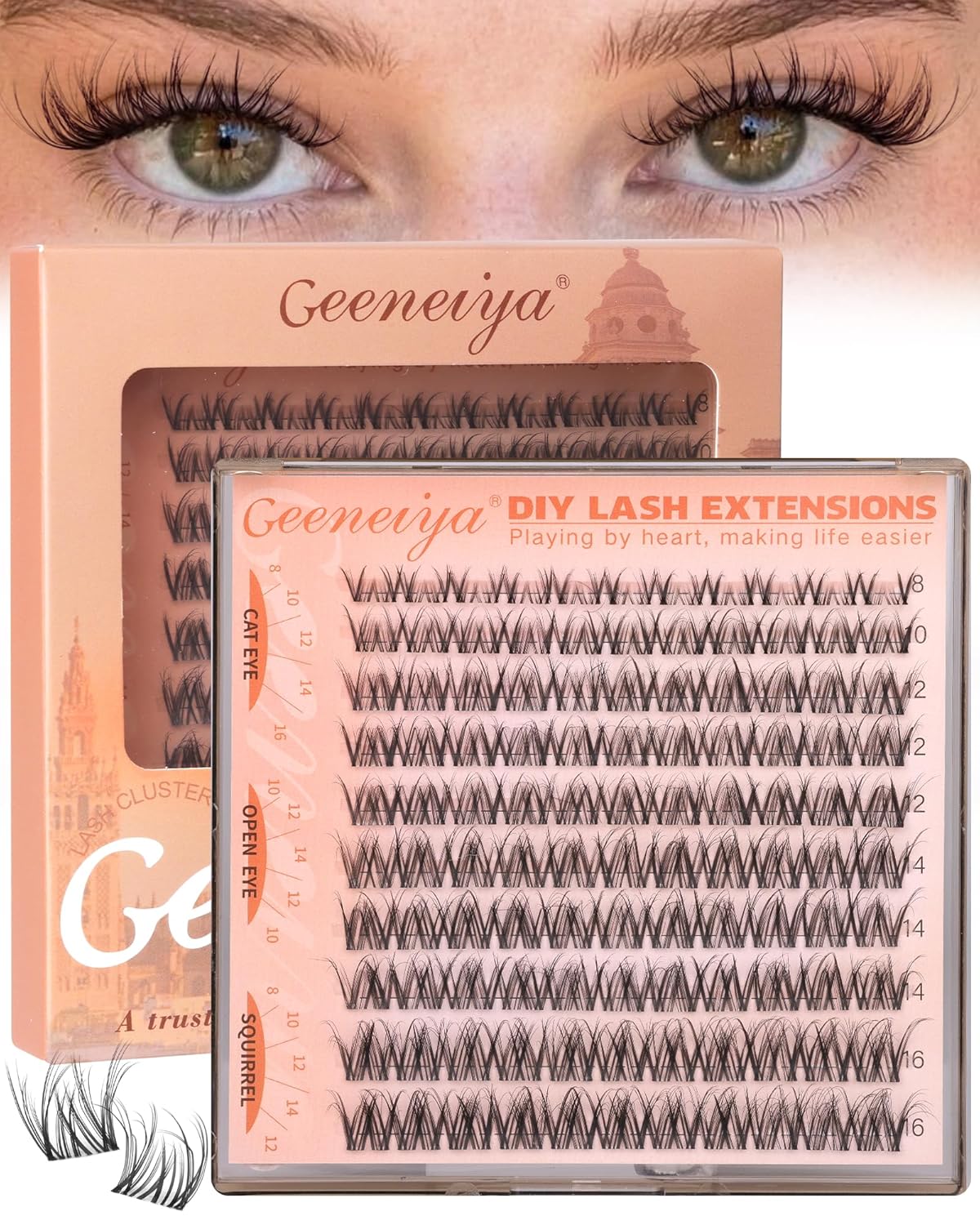 Fluffy Lash Clusters - 3D C Curl Eyelash Extensions for Salon-Quality Lashes | 8-16mm Natural Length