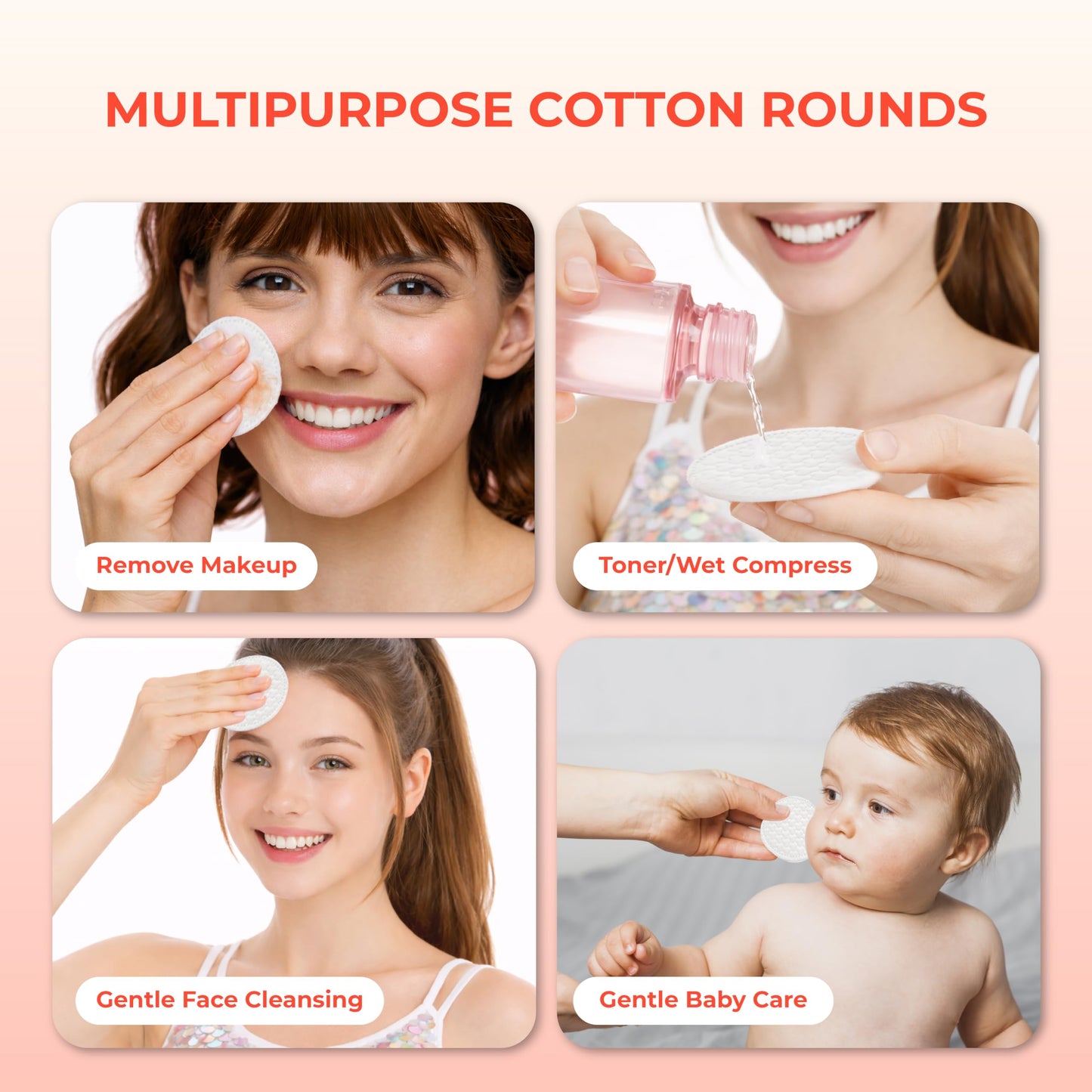 CALLA BEAUTY 3D Cotton Rounds for Face (400 Counts) - Premium 3D Embossing Technology - Textured Thick Cotton Pads, Tear-Resistant & Low Lint Makeup Remover Pads, Absorbent Toner Pads