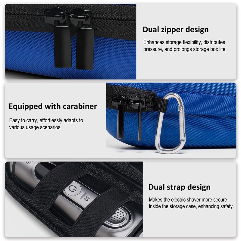 Nincha Electric Shaver Case for Braun Series 3, Series 5, Series 7, Series 9 Electric shavers - Hard shell EVA Travel Case - Powered Shaver Protective Bag (Blue)