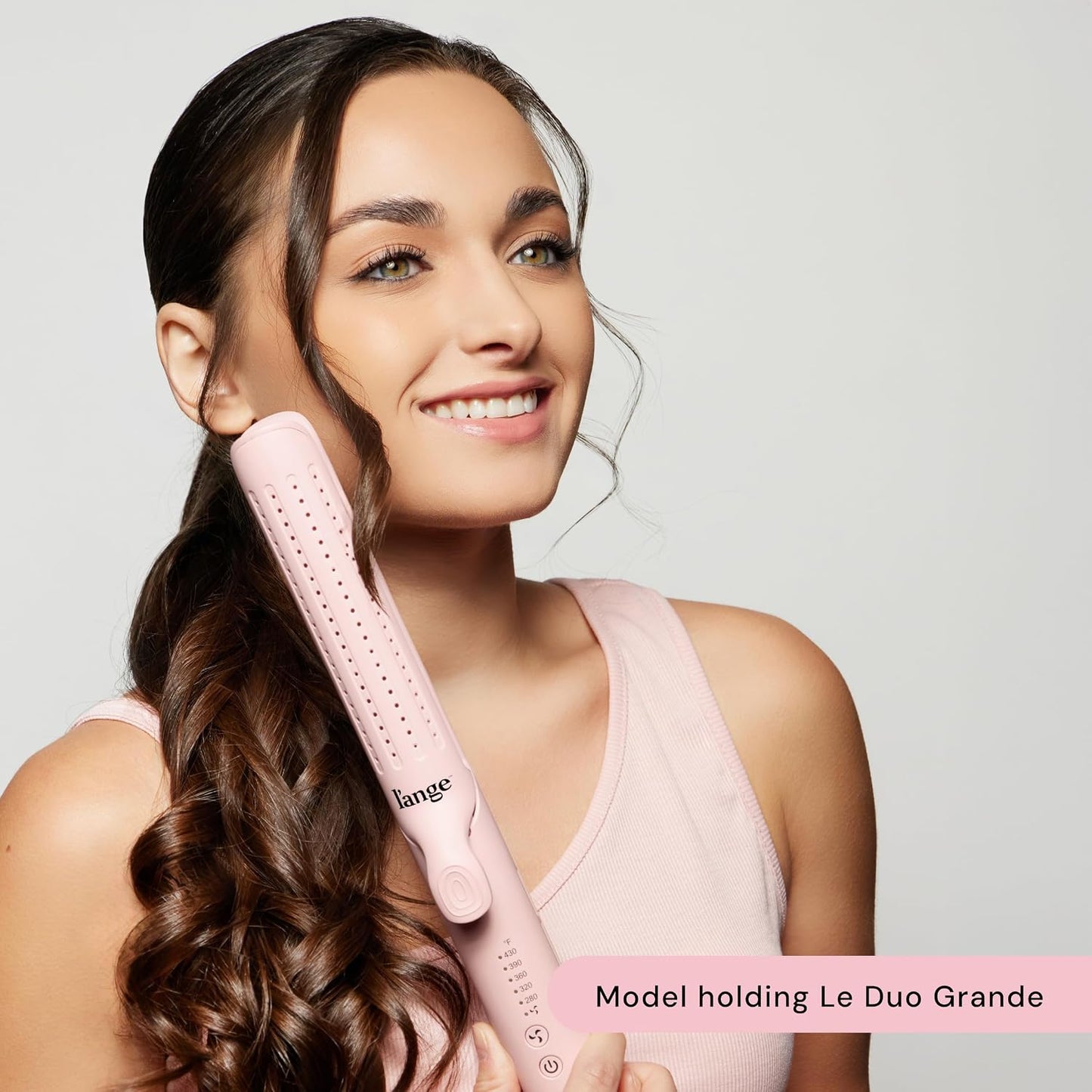 L'ANGE HAIR 2-in-1 Hair Straightener & Curler - 360° Airflow, Titanium Plates | 1" Wand for Long Hair (Blush)