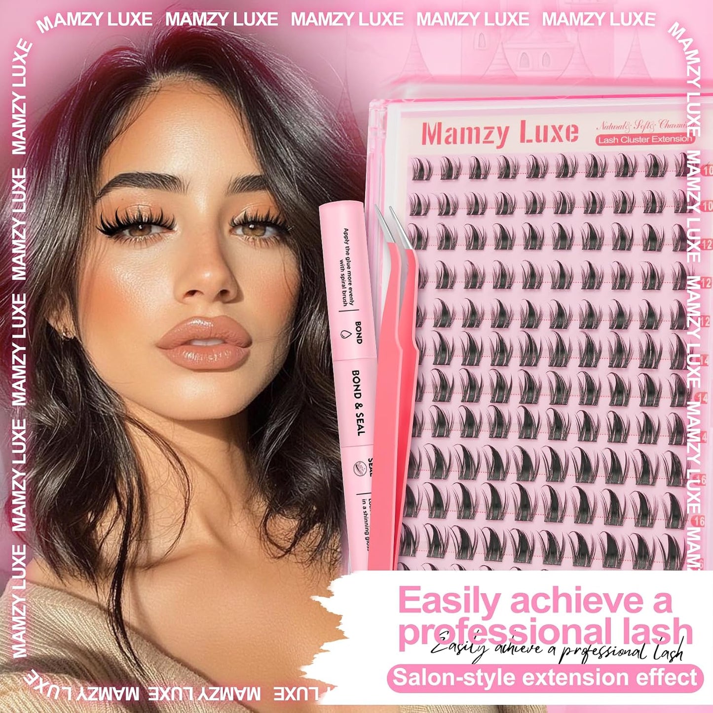 Manga Lash Clusters Kit - Wispy CC-Curly Individual Lashes 10-16MM | DIY Natural Eyelash Extensions with Bond & Tweezers
