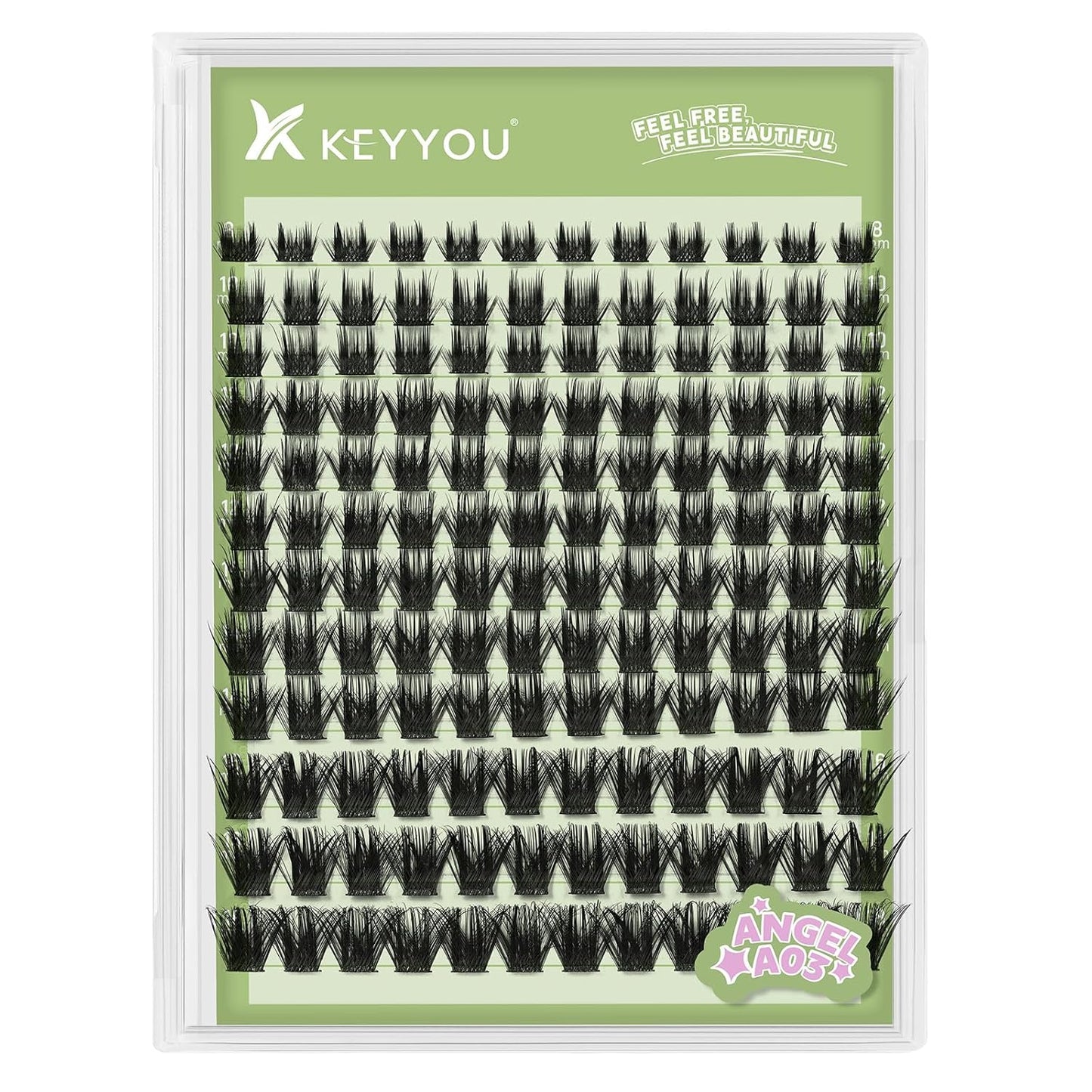 KEYYOU 3D Eyelash Clusters - 280pcs Wispy Volume Lashes | 80D D Curl, 9-18mm Mix