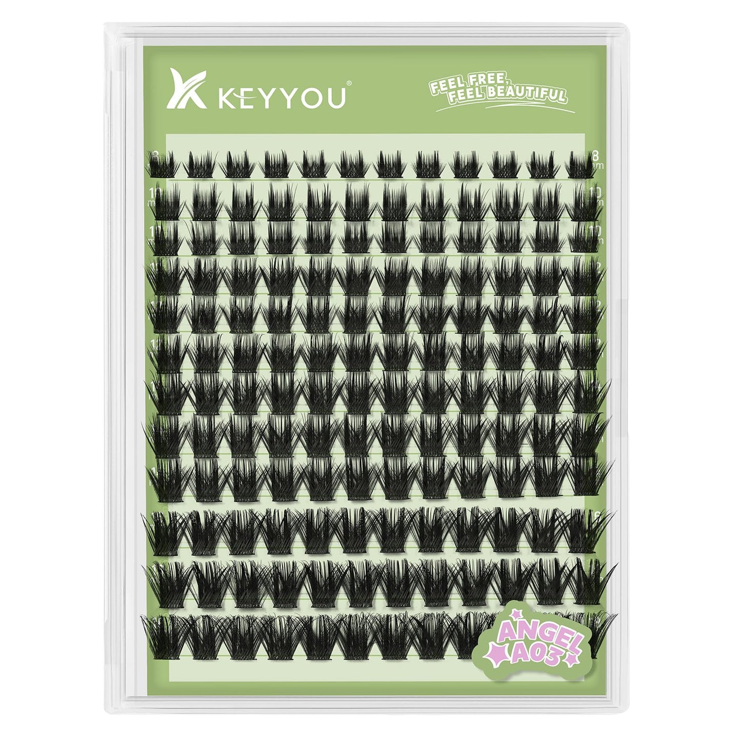 KEYYOU Angel Lash Clusters, 8-18mm Mix D Curl Wispy Eyelash Clusters for Natural Look Lash with Waterproof DIY Lash Extension at Home(Lash-Angel A03)