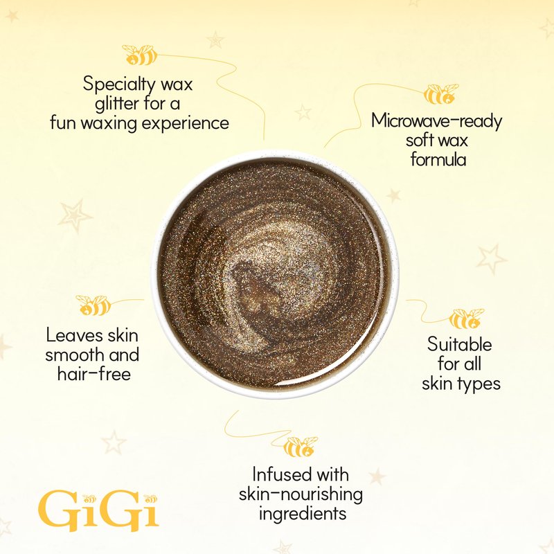 GiGi Glitter Wax – All-Purpose Soft Wax for Hair Removal, Gentle Formula for Face & Body, Ideal for Sensitive Skin, 14 oz