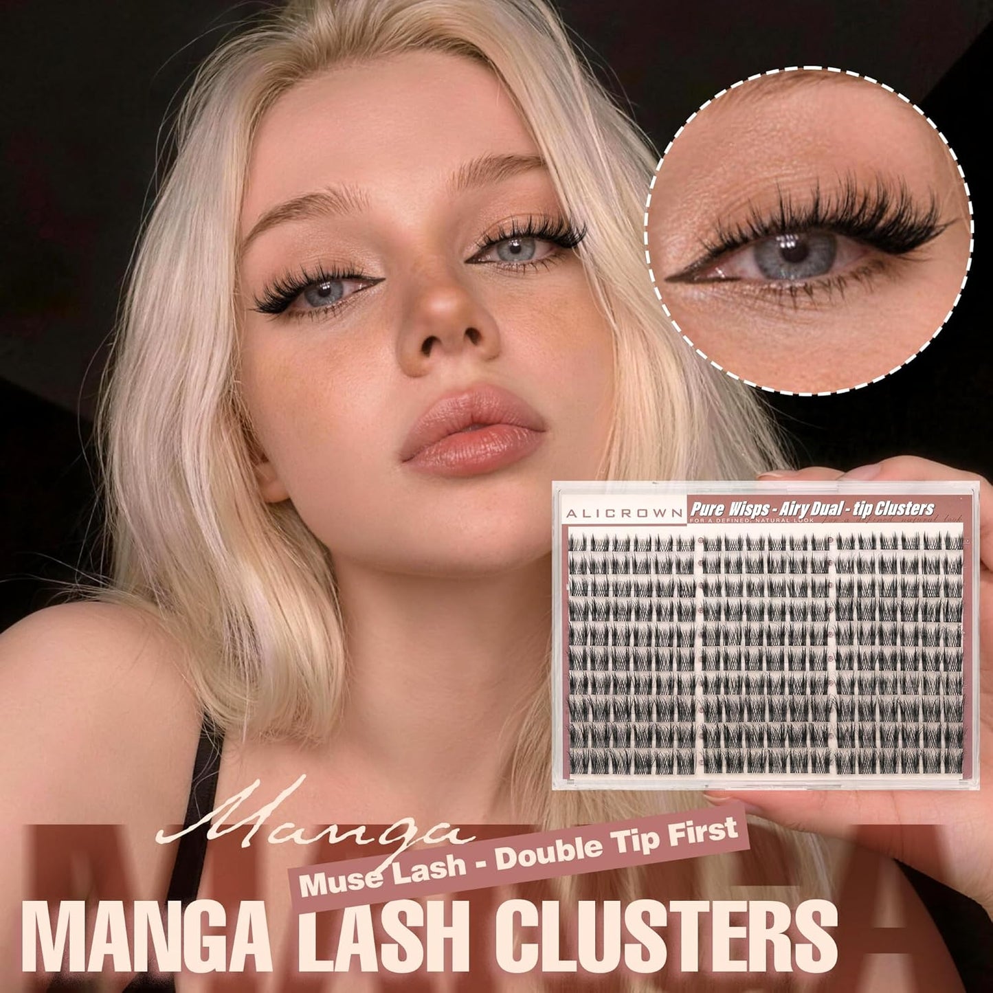 Manga Eyelash Clusters - Wispy Spiky Individual Lashes 8-14MM | 180Pcs Daily Wear Extensions