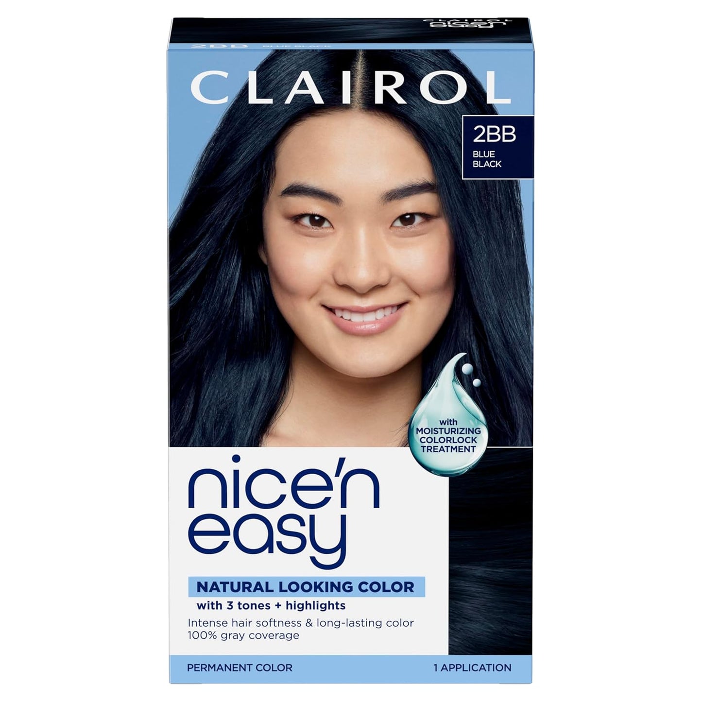 Clairol Nice'n Easy Permanent Hair Dye - Blackest Black | 100% Gray Coverage & Long-Lasting Shine | Single Pack
