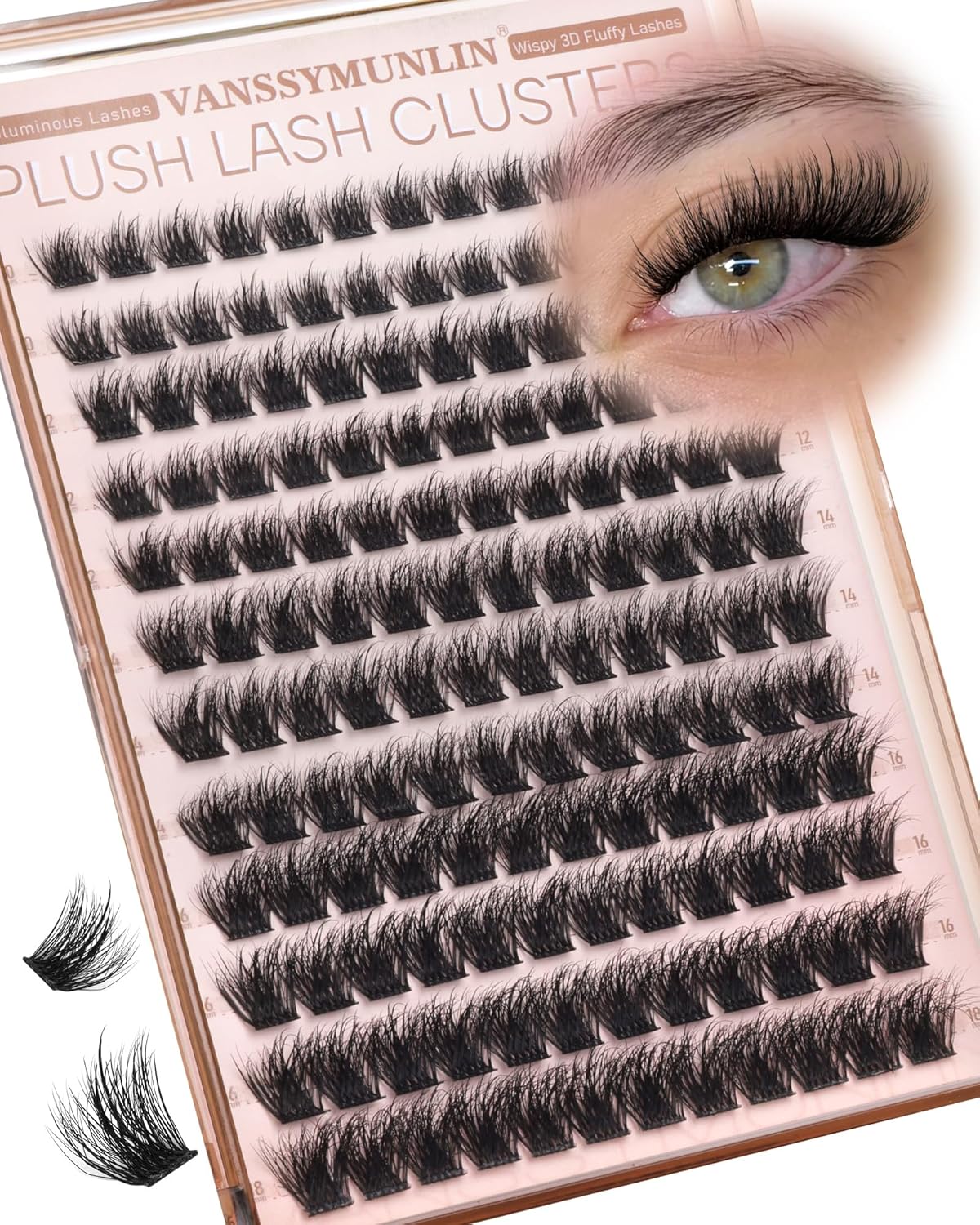 Fluffy Lash Clusters - 3D Eyelash Extensions for Plush Volume | Soft D Curl, 10-18mm, 144pcs for DIY Makeup