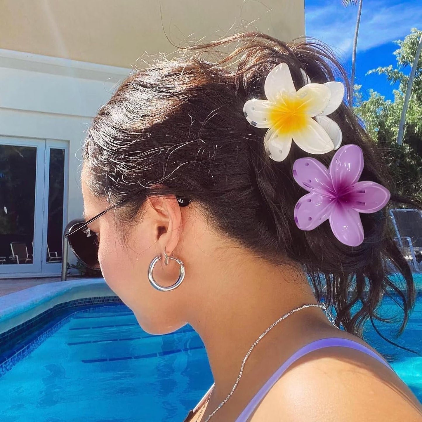 Large Claw Clips for Thick Hair - Strong Hold Non-Slip Hawaiian Flower Design | Perfect for All Hair Types