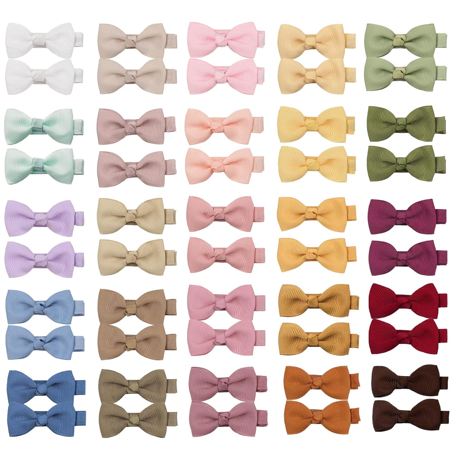 Baby Hair Clips - 50PCS Fully Lined Bows for Girls | Tiny 2" Alligator Clips for Infants & Toddlers