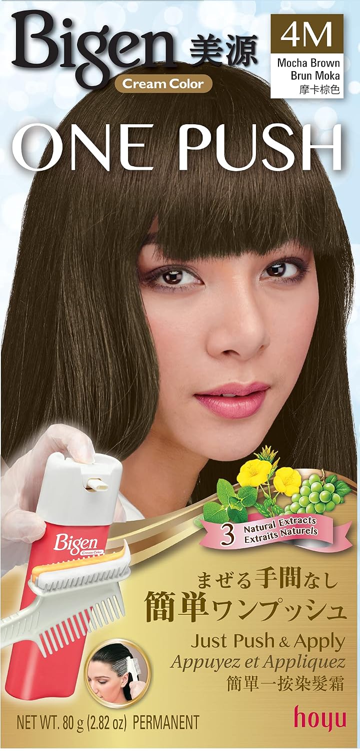 Mocha Brown Hair Color - Bigen One Push 4M | Easy Application, 2 Pack