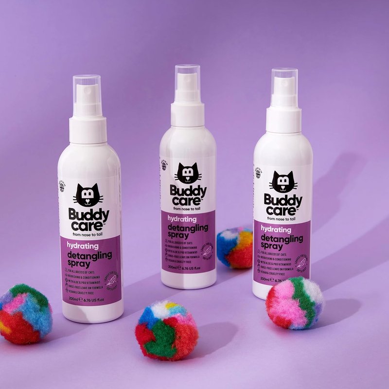 Buddycare Detangling Spray for Cats - Effective Matted Fur Remover & Coat Conditioner | Smooth & Shiny Finish