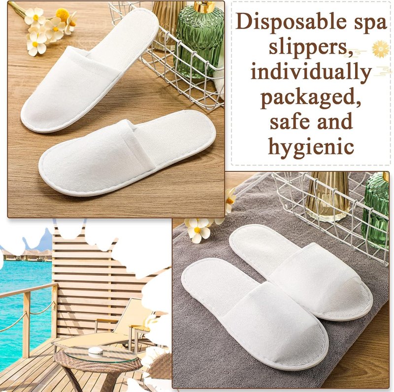 Disposable Slippers for Guests - 48 Pairs Soft Open & Closed Toe Non-Slip Hotel Spa Slippers | Ideal for Home, Travel, Weddings