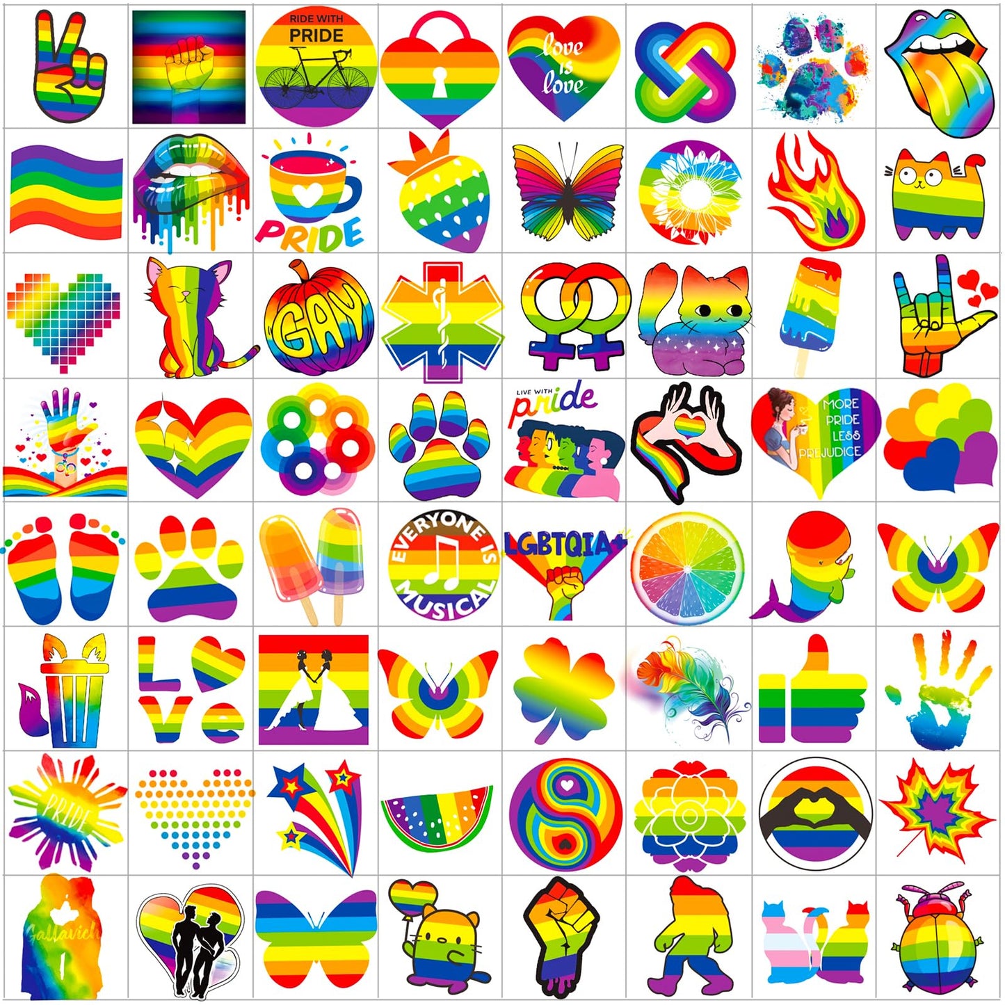 20 Sheets 2026 Pride Temporary Tattoos,170+ PCS LGBT Rainbow Gay Pride tattoos Stickers for Women, Men, Adults, Rave Party Accessories, Equality Celebrations