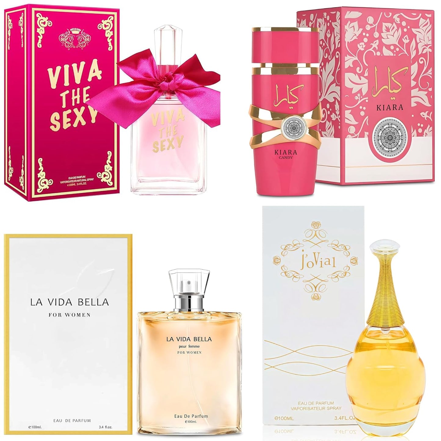 4PCS Women's Perfume Gift Set - Sweet Fruity Vanilla Scents | 3.4 Fl Oz Each