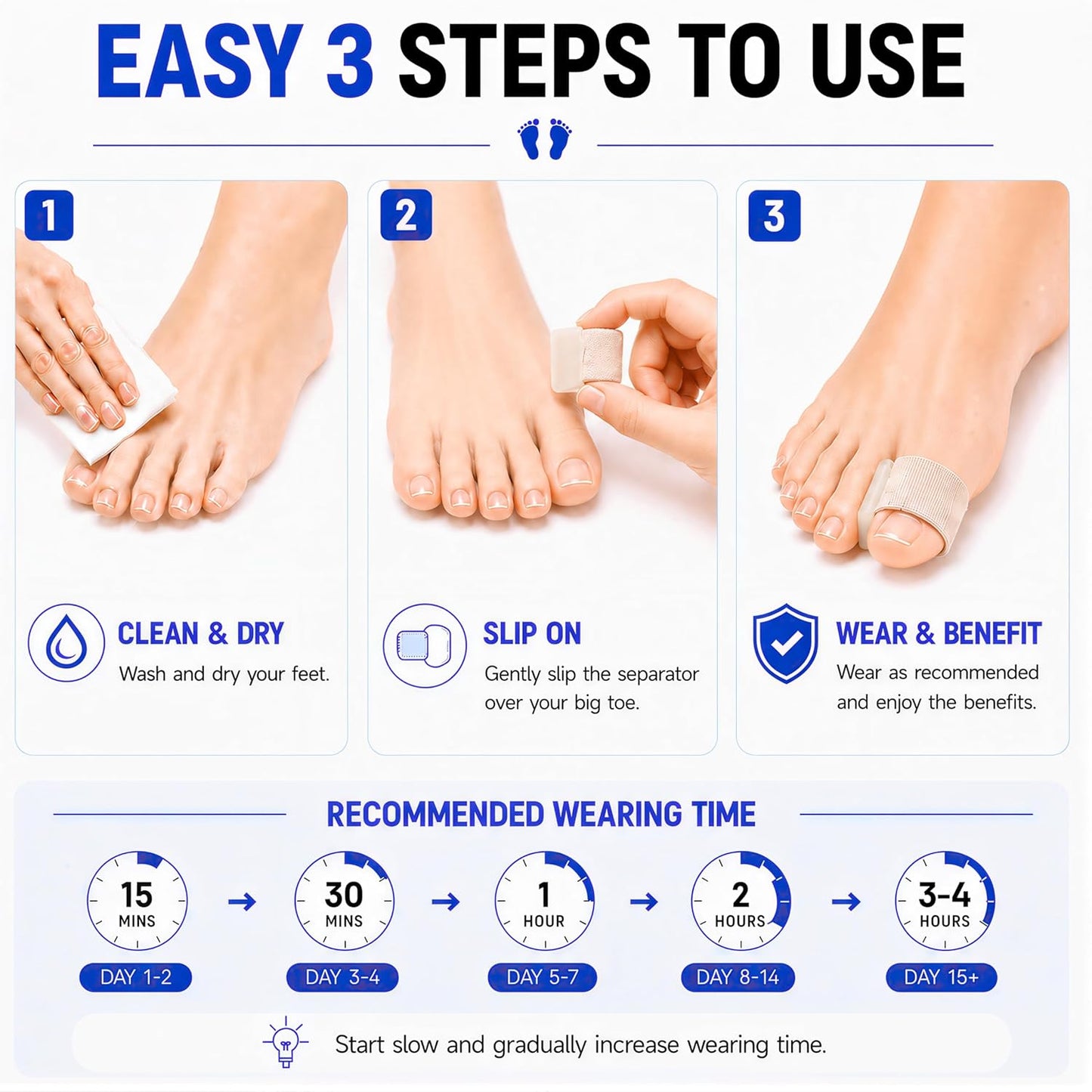 Big Toe Spacers - Hallux Valgus Corrector for Bunion Pain Relief | Comfortable Fit for Men & Women