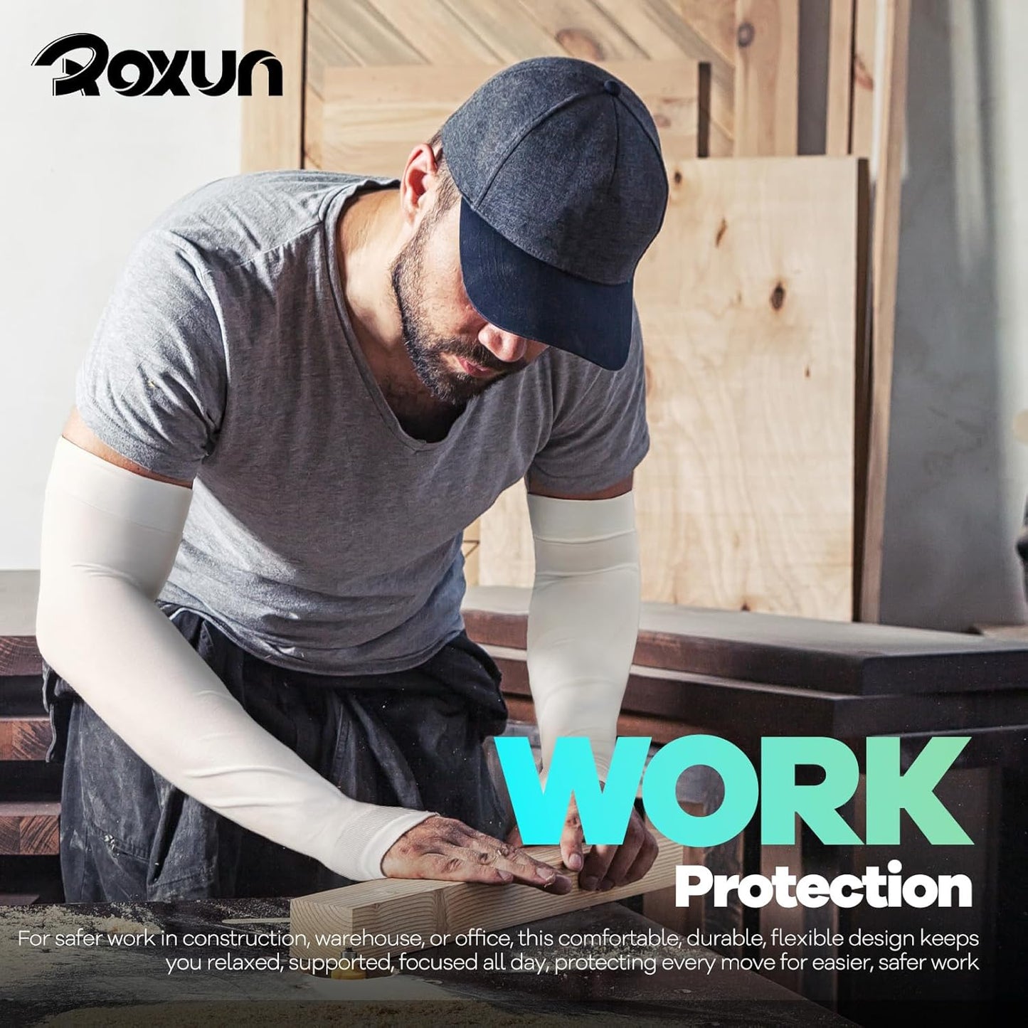Roxun Arm Sleeves - Cooling UV Sun Protection Compression Tattoo Cover | Unisex, Thumb Hole Design