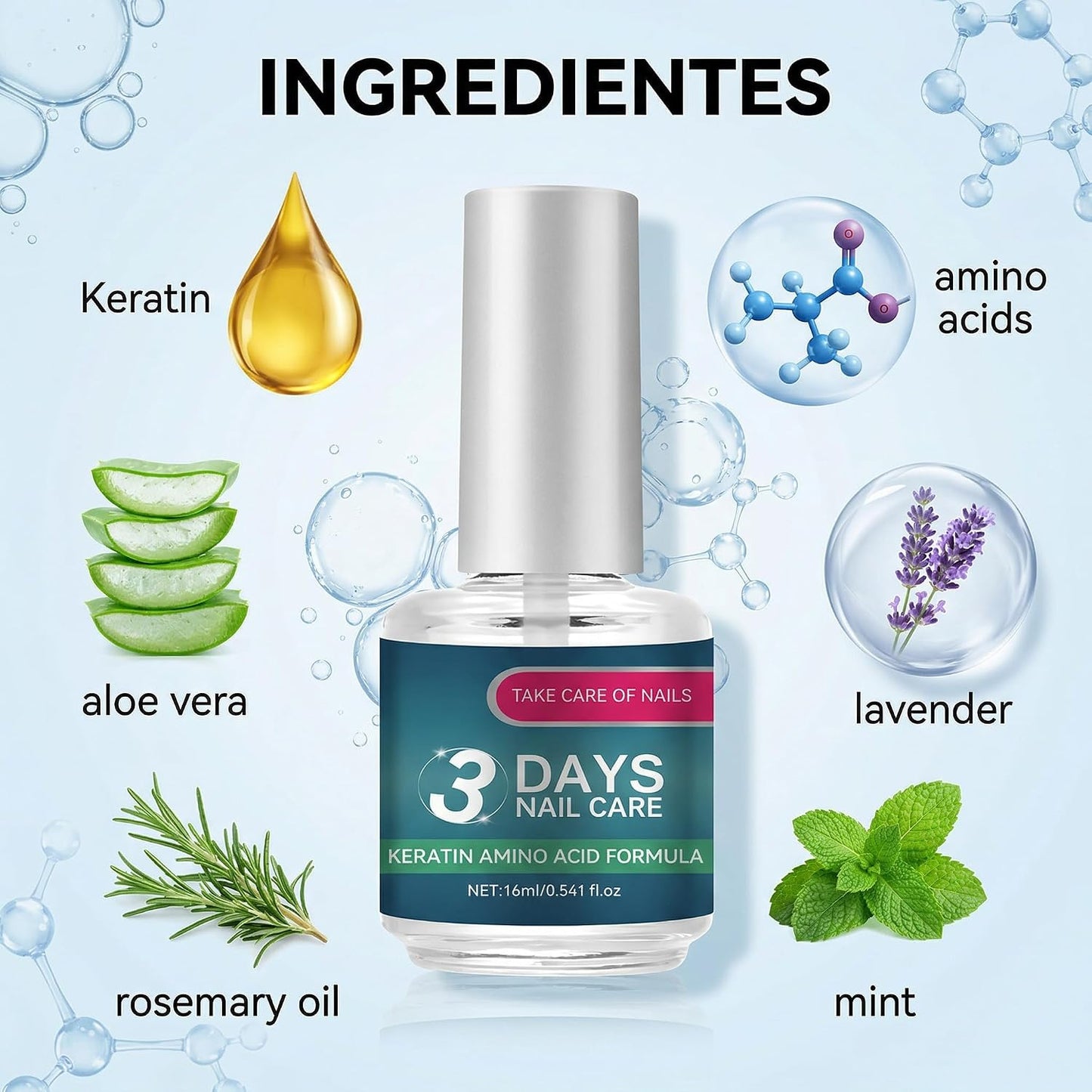 Nail Care Treatment - Keratin Amino Acid Formula for Strengthening & Hydration | 2PCS (0.54 Fl Oz)