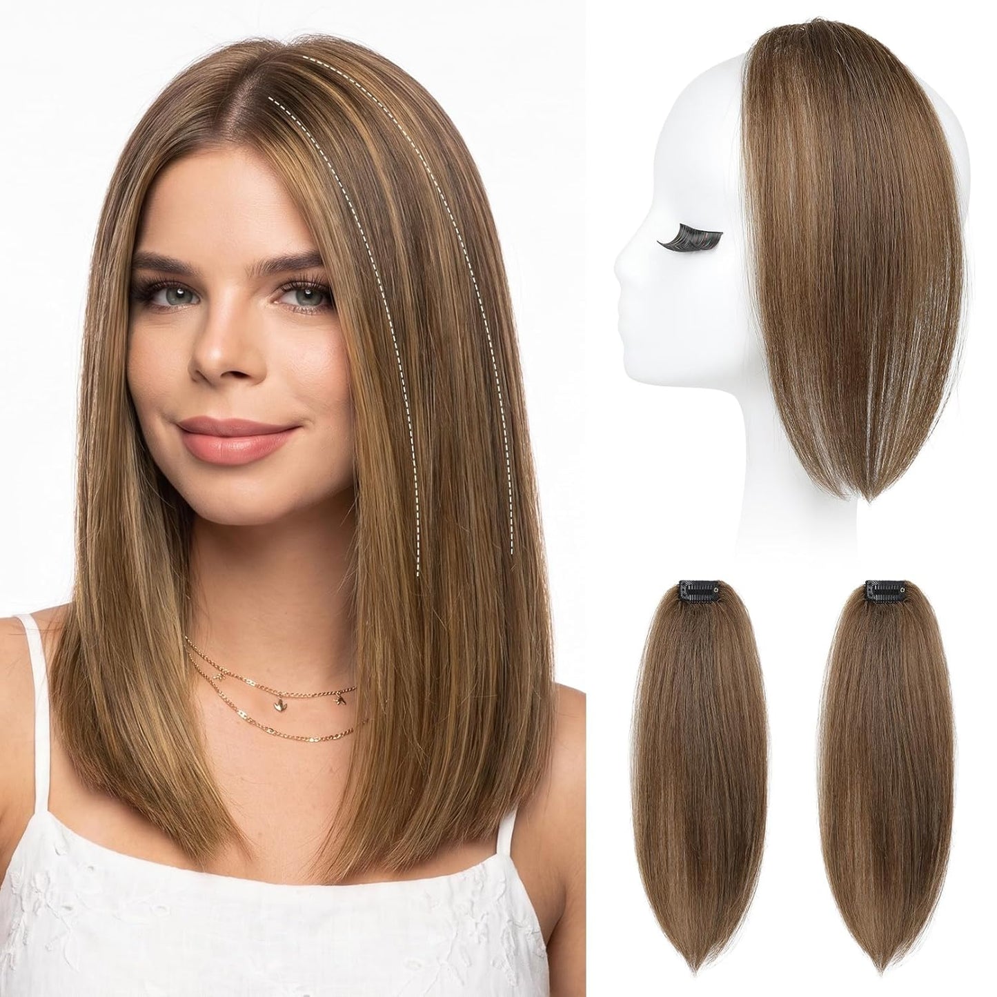 Clip In Hair Volumizer - 12 Inch Thick Hairpieces for Extra Volume | Off Black, 2PCS