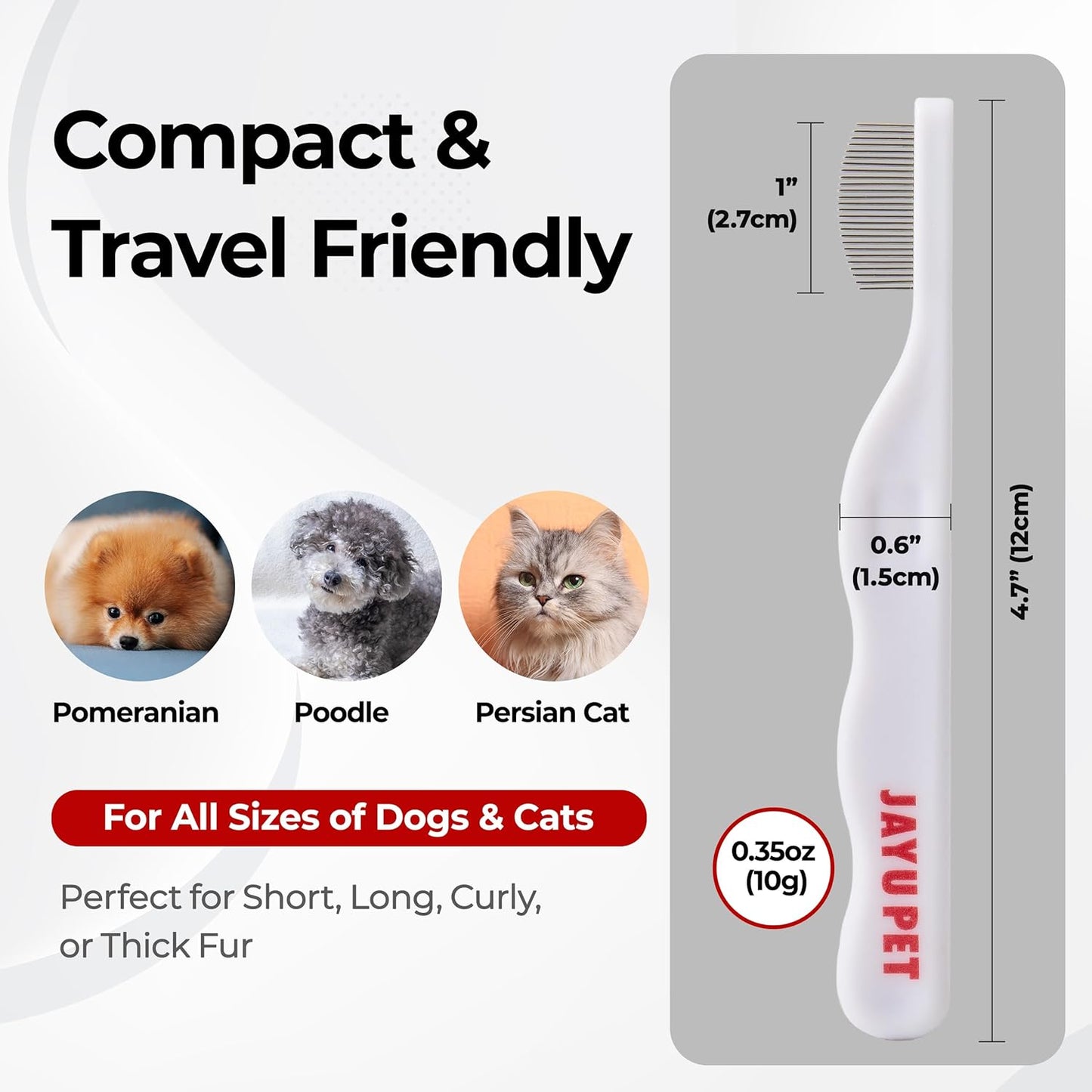 JAYU PET Facial Grooming Comb - Stress-Free Eye Gunk Remover for Dogs & Cats | Pet Facial Brush, Grooming Kit