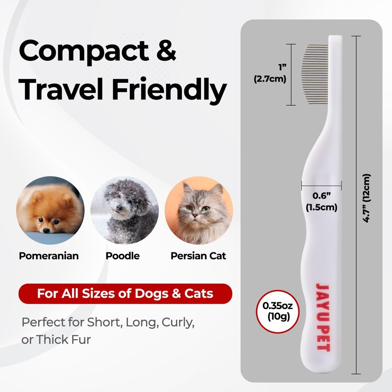 JAYU PET Facial Grooming Comb - Dog Eye Combs, Stress-free Eye Gunk Remover for Dogs & Cats, Pet Facial Brush, Cat Grooming Kit, Stainless Steel Deshedding Comb (1ea)
